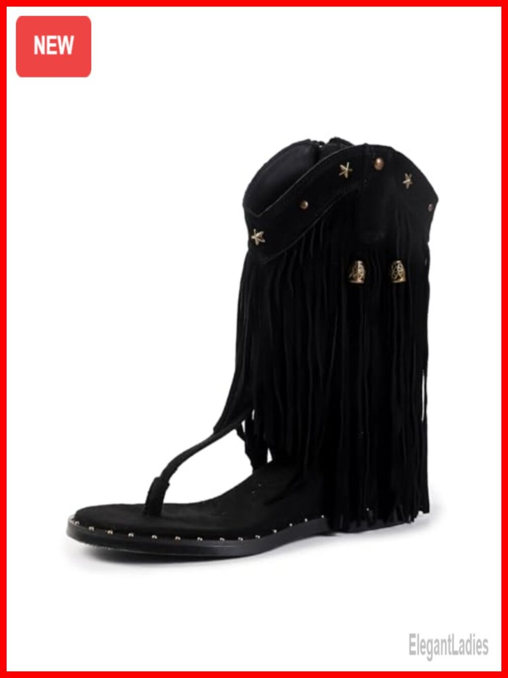 Boho Tassel Gladiator Sandals Fringe Wedge Heel Suede